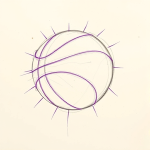 Purple Outline Basketball Tattoo