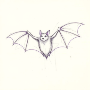 Purple Outline Bat Tattoo