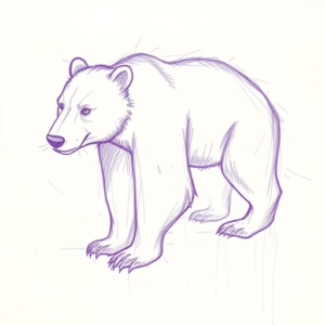 Purple Outline Bear Tattoo