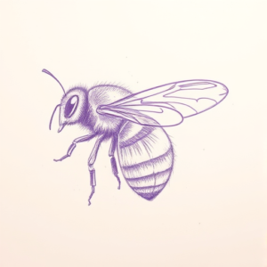 Purple Outline Bee Tattoo