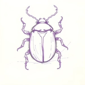 Purple Outline Beetle Tattoo