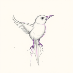 Purple Outline Bird Tattoo