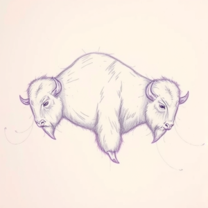 Purple Outline Bison Tattoo
