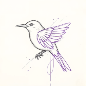 Purple Outline Bluebird Tattoo