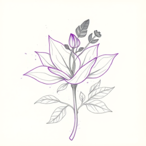 Purple Outline Botanical Tattoo