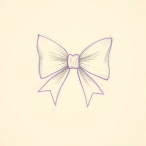 Purple Outline Bow Tattoo