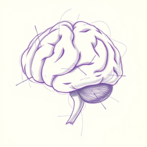 Purple Outline Brain Tattoo