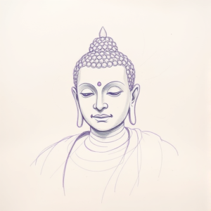 Purple Outline Buddha Tattoo