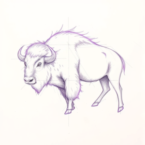 Purple Outline Buffalo Tattoo