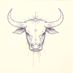 Purple Outline Bull Tattoo