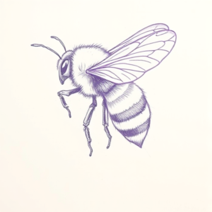 Purple Outline Bumblebee Tattoo