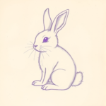 Purple Outline Bunny Tattoo