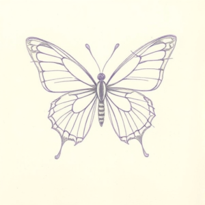 Purple Outline Butterfly Tattoo