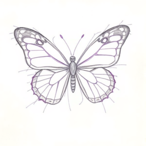Purple Outline Butterfly Tattoo