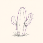 Purple Outline Cactus Tattoo