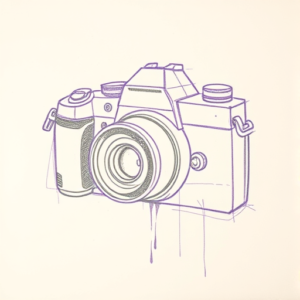 Purple Outline Camera Tattoo