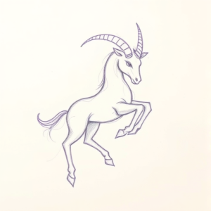 Purple Outline Capricorn Tattoo