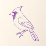 Purple Outline Cardinal Tattoo
