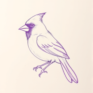 Purple Outline Cardinal Tattoo