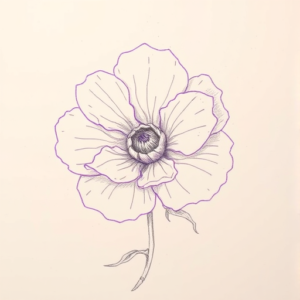 Purple Outline Carnation Tattoo