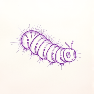 Purple Outline Caterpillar Tattoo