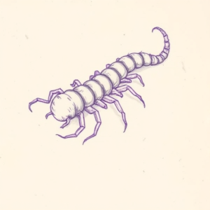 Purple Outline Centipede Tattoo
