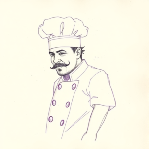 Purple Outline Chef Tattoo