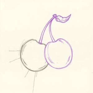 Purple Outline Cherry Tattoo