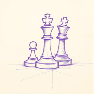 Purple Outline Chess Tattoo