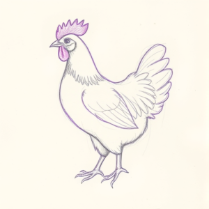 Purple Outline Chicken Tattoo