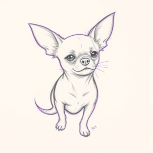 Purple Outline Chihuahua Tattoo