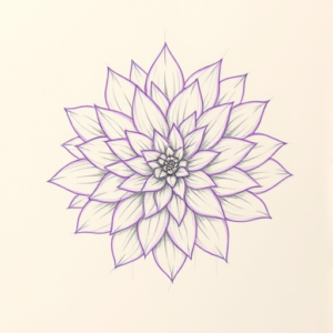 Purple Outline Chrysanthemum Tattoo