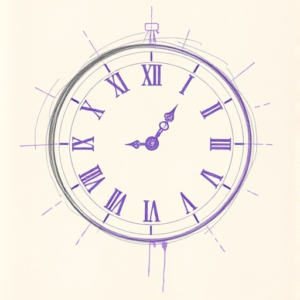 Purple Outline Clock Tattoo