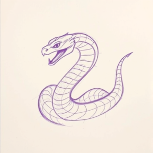 Purple Outline Cobra Tattoo