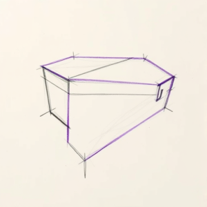 Purple Outline Coffin Tattoo