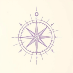 Purple Outline Compass Tattoo