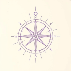 Purple Outline Compass Tattoo