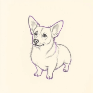 Purple Outline Corgi Tattoo