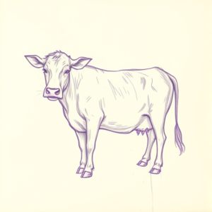 Purple Outline Cow Tattoo