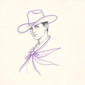 Purple Outline Cowboy Tattoo