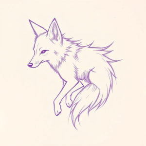 Purple Outline Coyote Tattoo