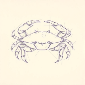 Purple Outline Crab Tattoo