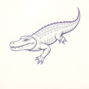 Purple Outline Crocodile Tattoo