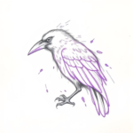 Purple Outline Crow Tattoo