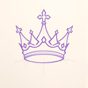 Purple Outline Crown Tattoo