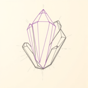 Purple Outline Crystal Tattoo