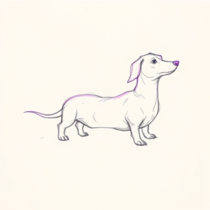 Purple Outline Dachshund Tattoo