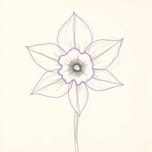 Purple Outline Daffodil Tattoo