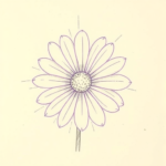 Purple Outline Daisy Tattoo