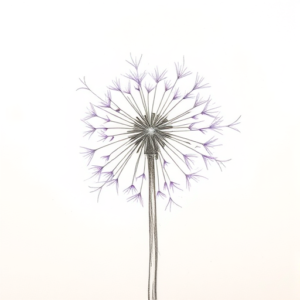 Purple Outline Dandelion Tattoo